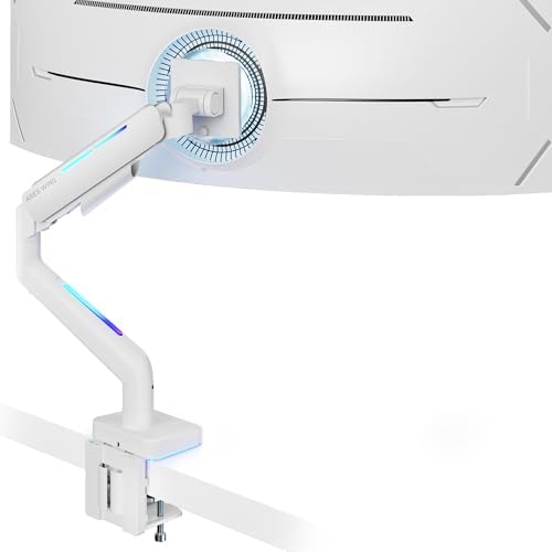 ARES WING Ultrawide Monitor arm with RGB for 17-49 Inch Screen, White by ARESWING