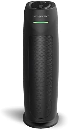 GermGuardian HEPA Large Room Air Purifier for Bedroom, Office, Dorm, and Home - Filters Pet Dander, Dust, Pollen, Smoke, Scents - Air Quality Monitor - AC4880B - 22" Tower - Black by GuardianTechnologies