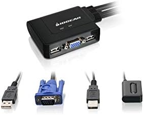 IOGEAR 2-Port USB VGA Cabled KVM Switch - 2048 x 1536 - Remote Button Switch - Plug n Play - PC, MAC, SUN - GCS22U by IOGEAR