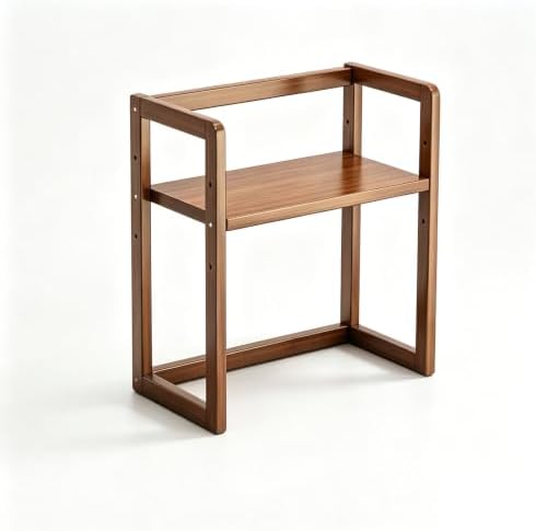 2 Tier Bamboo Desk Adjustable Desktop Organizer Wood Desk Bookshelf for Top of Desk Countertop Storage Rack for Office Dorm Kitchen Coffee Bar Large by Unknown
