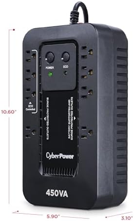 CyberPower EC450G Ecologic Battery Backup & Surge Protector UPS System, 450VA/260W, 8 Outlets, ECO Mode, Compact Uninterruptible Power Supply - Image 3