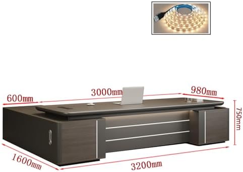 Executive Office Desk with Storage Cabinet,Modern l Shaped Executive Desk,50MM Thick Desktop for CEO Office, Reception & Commercial Workspace - Image 2
