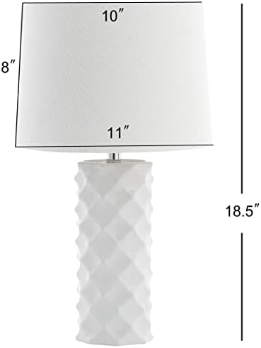 Safavieh Lighting Collection Belford White Ceramic 19-inch Bedroom Living Room Home Office Desk Nightstand Table Lamp (LED Bulb Included) - Image 5