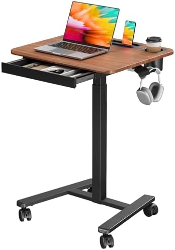 Small Mobile Standing Desk with Drawer, 23.6" x 19.7" Top by JYLHJOYSEEKER