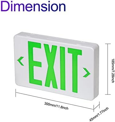 TANLUX Green Exit Sign, LED Emergency Exit Light with Battery Backup, UL Listed, AC 120/277V, Hardwired Exit Signs with Emergency Lights, Commercial Emergency Lights for Business - 4 Pack - Image 3