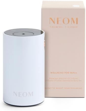 NEOM Wellbeing Pod Mini+ Essential Oil Diffuser, White I Waterless and Wireless I Portable & Versatile - car, Office or Home I Up to 125 Hours of Natural Fragrance use per Charge by NEOM