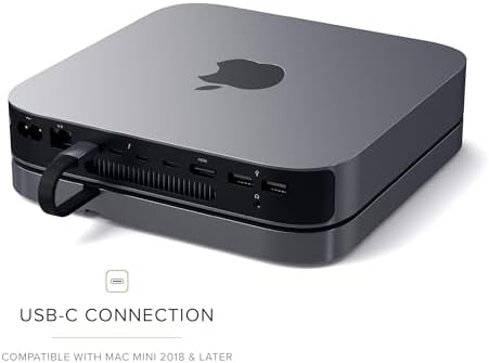Satechi USB C Hub, Type-C Aluminum Stand & Hub, USB-C Data Port, Micro/SD Card Readers, USB 3.0 & Headphone Jack Port, for Mac mini M2/M1 (Not Compatible with M4) - Space Gray - Image 4