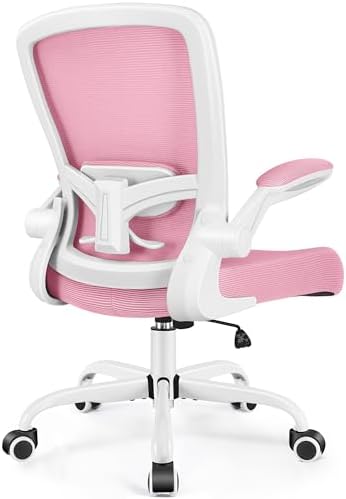 FelixKing Office Chair, Ergonomic Desk Chair Breathable Mesh Chairs Adjustable High Back Lumbar Support Flip-up Armrests, Executive Rolling Swivel Comfy Computer Chairs Home Office Pink by FelixKing