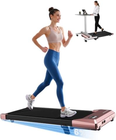 DeerRun Under Desk Walking Pad Treadmill for Home Office & Small Spaces, 6% Manual Incline, 0.6–3.8 MPH Walking Speed, 2.5 HP, 300 lb Capacity, App & Remote Control by DeerRun