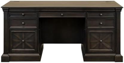 Martin Furniture 66" W Wood Double Pedestal Executive Desk Dark Brown - Image 6