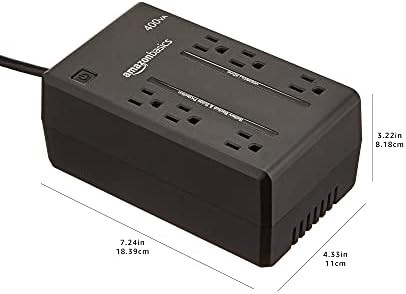 Amazon Basics UPS Battery Backup & Surge Protector, 400VA/255W, 6 Outlets, Uninterruptible Power Supply, Small Compact Size, Black - Image 6