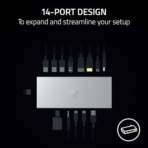 Razer USB 4 Dock, 14 Ports, Windows & Mac Compatible, White - Image 3