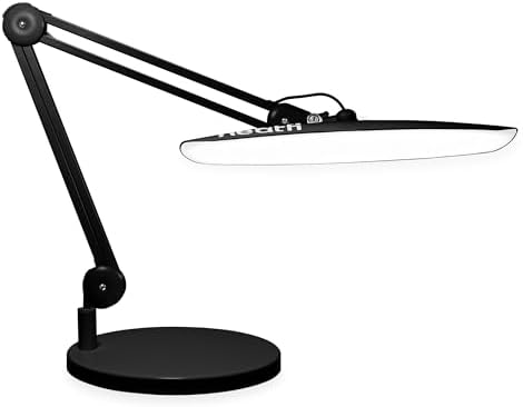 Neatfi XL 2200 Lumens 24W LED Desk Lamp - 4-Level Dimmable Task Light | Home Office, Crafts & Workbench | 20-Inch Wide Head (Black, Non-CCT with Base) by Neatfi