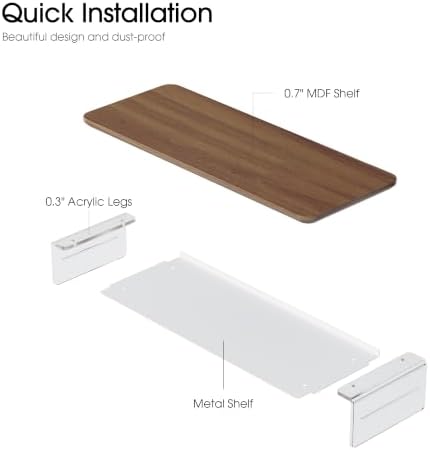 Fenge 23.6" Monitor Stand with Clear Acrylic Legs, Brown - Image 5