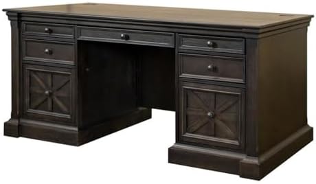 Martin Furniture 66" W Wood Double Pedestal Executive Desk Dark Brown by MartinFurniture