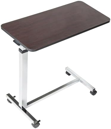 Drive Medical 13003 Non Tilt Top Overbed Table with Wheels, Chrome by DriveMedical