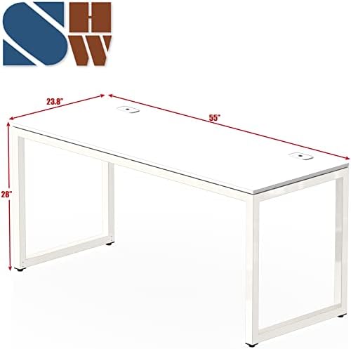 SHW 55-Inch Commercial-Grade Office Computer Desk, White - Image 3