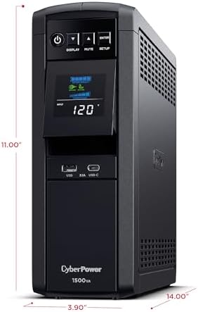 CyberPower CP1500PFCLCD PFC Sinewave UPS Battery Backup and Surge Protector, 1500VA/1000W, 12 Outlets, AVR, Mini Tower, UL Certified - Image 4