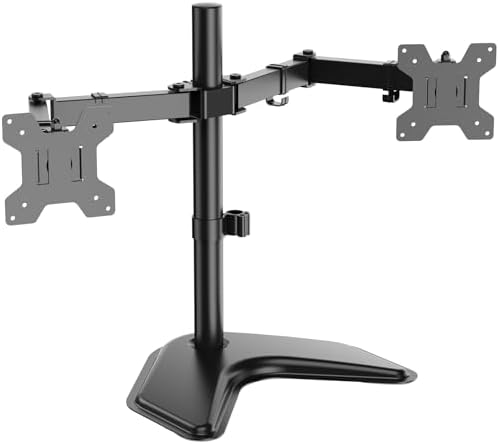 WALI Freestanding Dual Monitor Stand for 13-27 inch Screens, 22 lbs per Arm by WALI