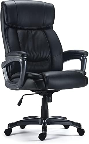 Staples Lockland Ergonomic Leather Managers Big & Tall Chair, 400 lb. Capacity, Black, 2/Pack by Staples
