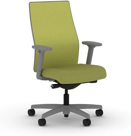 HON Ignition 2.0 Mid Back Task Chair, Spectrum Mesh, Advanced Synchro-Tilt Control, Office Chair with Lumbar Support, Height and Width Adjustable Arms, Titanium Frame, Pear by HON