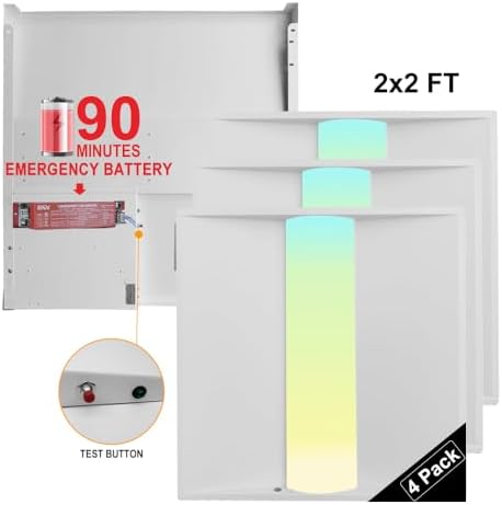 2x2FT LED Troffer Light with Emergency Backup Battery, ETL 4PK - Image 2