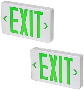 TANLUX Green Exit Sign, LED Emergency Exit Light with Battery Backup, UL Listed, AC 120/277V, Hardwired Exit Signs with Emergency Lights, Commercial Emergency Lights for Business - 2 Pack by Unknown