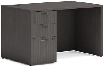HON MOD Computer Desk, Office Desk with 3 Drawers, Slate Teak by HON