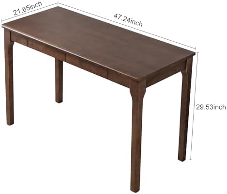 Solid Wood Desk, Gaming Study Home Office Desks for Work, Student PC Desk for Bedroom, Small Computer Desk for Small Spaces, Easy to Assemble (Walnut Color, 47inch) - Image 3