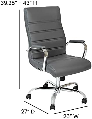 Flash Furniture LeatherSoft Executive Office Chair, Gray/Chrome - Image 3