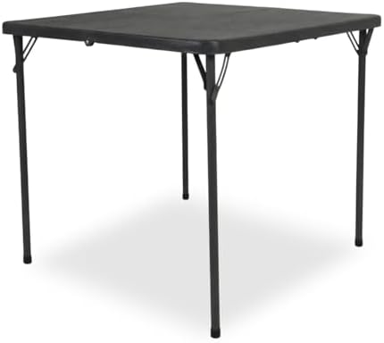 34" Square Folding Table for 4 Person, 330lbs Weight Capacity Foldable Table with HDPE Tabletop & Heavy-Duty Steel Legs, Large Portable Picnic Table for Indoor Outdoor Parties, Camping, Grey by GlowitLian