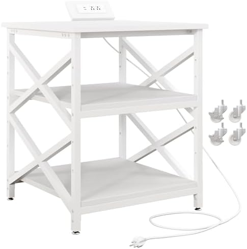 METYERRY 24"x23.6" Large Printer Stand with Power Outlet, 3 Tier Cart by METYERRY