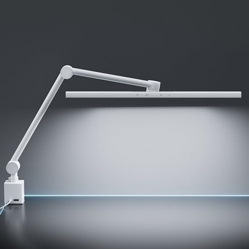 deeloop Dual Arm Desk Lamp with Clamp, CRI95+ Asymmetric LED Light wiht USB by deeloopLEDlight
