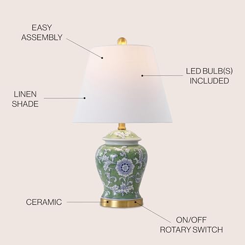 JONATHAN Y Penelope Ginger Jar 22" LED Table Lamp, Green/White - Image 3
