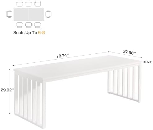 Tribesigns 78.74" Extra Long Computer Desk 2 Person Desk, Double Long Table with Heavy Duty Metal Frame, Double Workstation Study Table for Home Office (Without Chair) (White) - Image 2