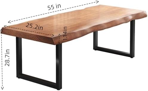 Stylish Solid Wood Office Desk with Sturdy Metal Base - Durable Multi-Size Executive Computer & Dining Table - Perfect for Home Office & Work Environments (Brown, 55.12in) - Image 2