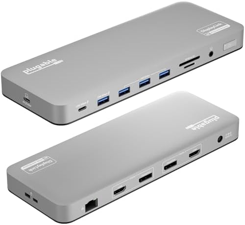 Plugable USB C Docking Station, Dual Monitor 4K 60Hz 2X HDMI or DisplayPort by Plugable
