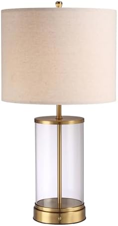 O’Bright Luma - Battery Powered Table Lamp, Cordless Glass Bedside Lamp with Rechargeable 10,000mAh Battery, Full Size 24 Inch Height, Touch Dimmer, Type-C Charging, Clear Glass Design, Antique Brass by OBright