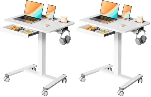 28" Mobile Standing Desk with Drawer, Portable Laptop Desk (Pack of 2) by JYLHJOYSEEKER