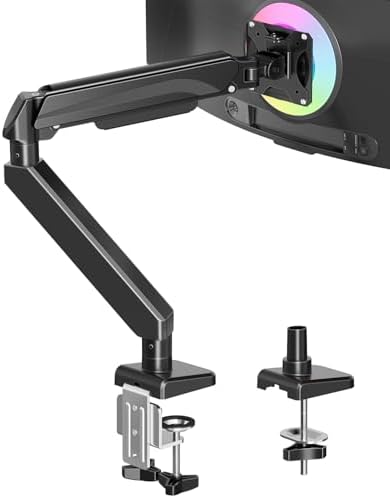 MOUNT PRO Ultrawide Single Monitor Arm for 22"- 42" Screens, Monitor Desk Mount Stand Holds up to 33 lbs, Heavy Duty Fully Adjustable Gas Spring Desk Mount, VESA Mount with Clamp/Grommet Base by MOUNTPRO