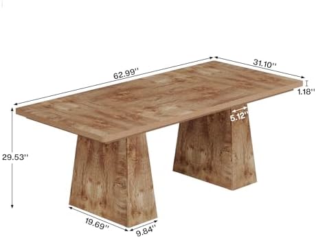 Tribesigns 63-Inch Executive Desk, Large Office Computer Desk with Double Pedestal, Modern Simple Workstations Writing Table Conference Table Business Furniture for Home Office, Natural - Image 2