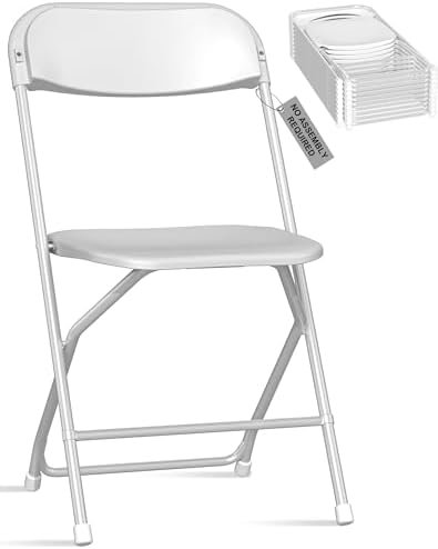10 Pack White Plastic Folding Chairs for Events, Weddings, Party by IWDOO
