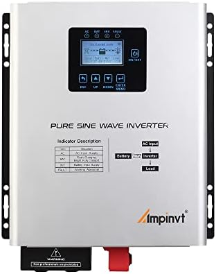 Ampinvt 800W Pure Sine Wave Inverter with AC Charger, DC 12V to AC 120V Output,UPS Backup Power Low Frequency Inverter for Lithium, Sealed,AGM, Gel,and Flooded Batteries by AMPINVT