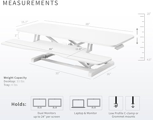 VIVO White 48 in Standing Desk Converter, DESK-V048KW - Image 3