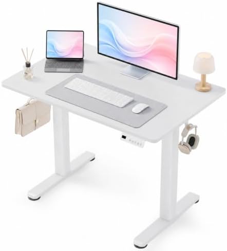 Claiks 40 x 24 Inch White Electric Standing Desk by CLAIKS