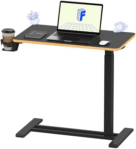 FLEXISPOT H7 28" Pneumatic Height-Adjustable Overbed Table with Wheels by Unknown