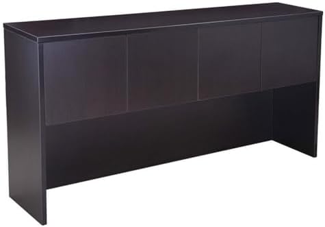 Boss Office Products Belarus Executive U-Shape Curved Bow Desk with Hutch and File Storage Pedestal, 71", Mocha - Image 5
