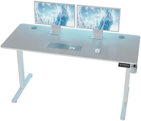 Shintenchi Standing Desk, 55x24 Inch Height Adjustable Electric Sit Stand up Desk, Ergonomic Rising Computer Table, Modern Lift Gaming Desk Workstation for Home Office, White by Shintenchi%7CFurnitureMadeforRealLife