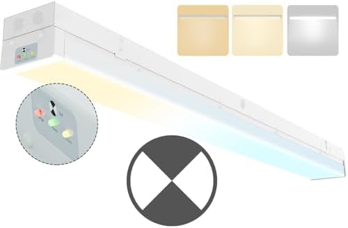 4FT LED Wraparound Emergency Stairwell Light, Battery Backup, IP20, 20W(2500lm)/40W(5000lm), 3/4/5000K CCT Selectable, 100-277V, Flush Mount Commercial LED Wrap Shop Ceiling Light Fixture, FCC by Walrusled