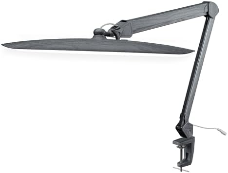 Neatfi XL 2200 Lumens 24W LED Desk Lamp – Shadow-Free Task Lighting | 4-Level Dimming | Home Office & Crafts Use | 20-Inch Wide Head (Gray Wood, Non-CCT with Clamp) by Neatfi